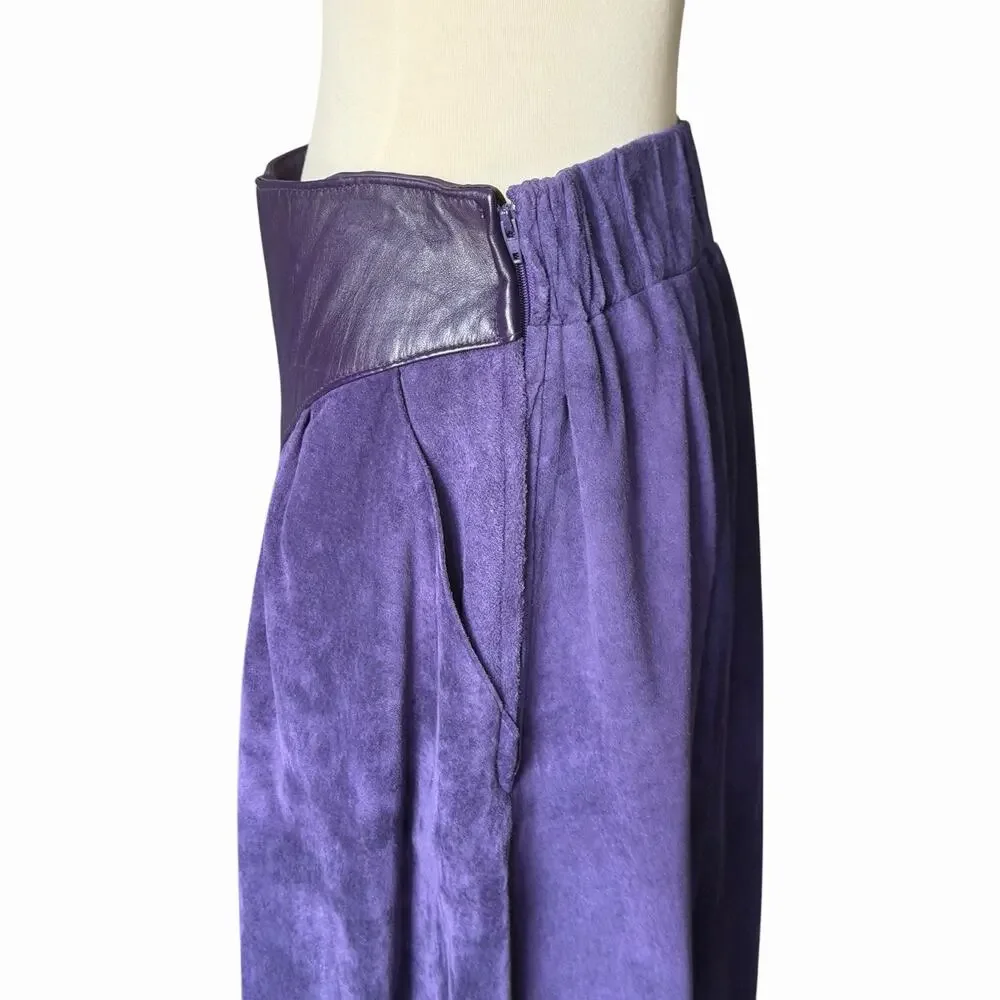 Vintage Liz Roberts Robert Elliott Purple Suede Two Piece Skirt Set Medium - Picture 12 of 16